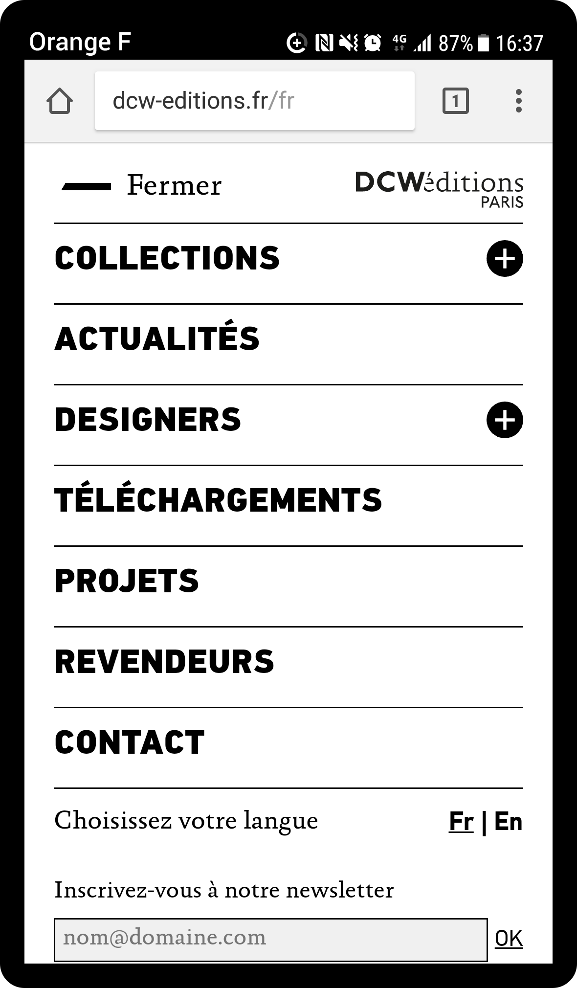 Webdesign pour DCW éditions Graphic design Graphisme Paris